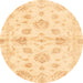 Round Abstract Brown Gold Oriental Rug, abs3994