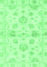 Machine Washable Oriental Emerald Green Traditional Area Rugs, wshabs3994emgrn