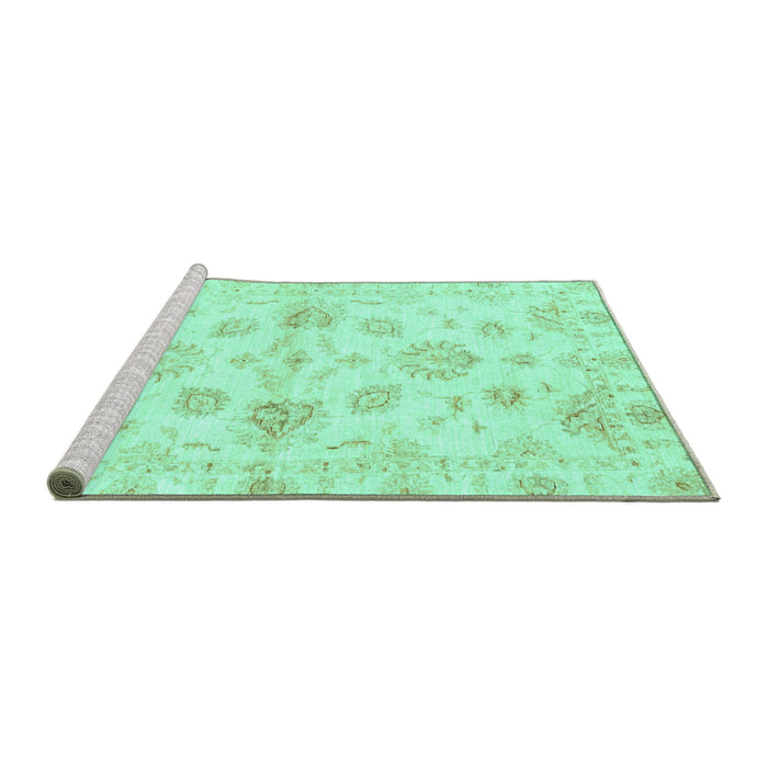 Sideview of Machine Washable Oriental Turquoise Traditional Area Rugs, wshabs3994turq