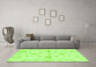 Machine Washable Oriental Green Traditional Area Rugs in a Living Room,, wshabs3994grn