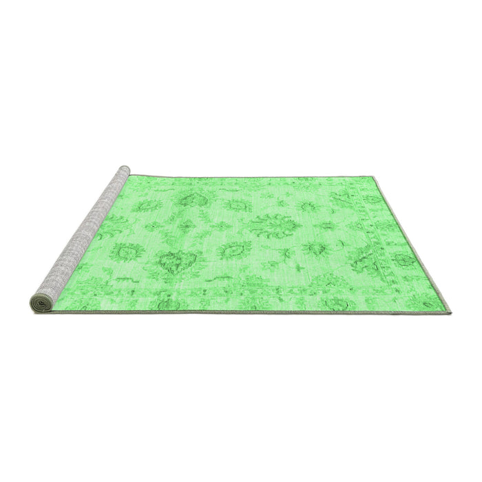 Sideview of Machine Washable Oriental Emerald Green Traditional Area Rugs, wshabs3994emgrn