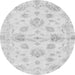 Round Machine Washable Oriental Gray Traditional Rug, wshabs3994gry