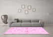 Machine Washable Oriental Pink Traditional Rug in a Living Room, wshabs3994pnk