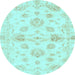 Round Oriental Light Blue Traditional Rug, abs3994lblu