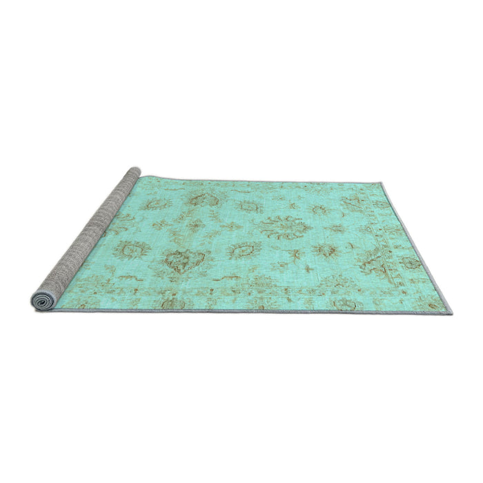 Sideview of Machine Washable Oriental Light Blue Traditional Rug, wshabs3994lblu