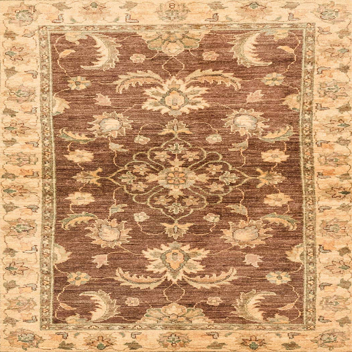 Square Machine Washable Abstract Orange Rug, wshabs3995