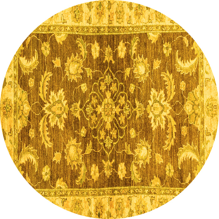 Round Oriental Yellow Traditional Rug, abs3995yw