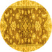 Round Oriental Yellow Traditional Rug, abs3995yw