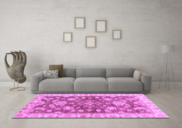 Machine Washable Oriental Purple Traditional Area Rugs in a Living Room, wshabs3995pur