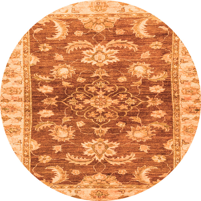 Round Oriental Orange Traditional Rug, abs3995org