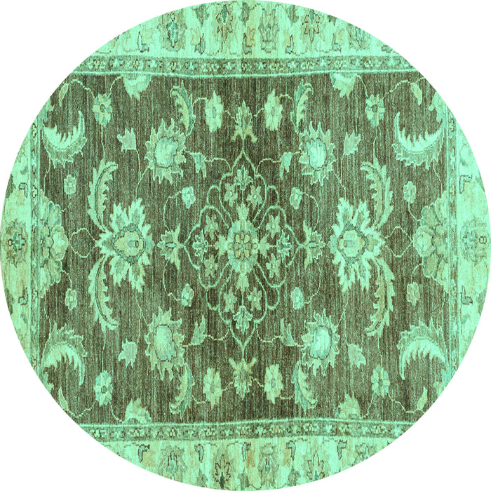 Round Oriental Turquoise Traditional Rug, abs3995turq