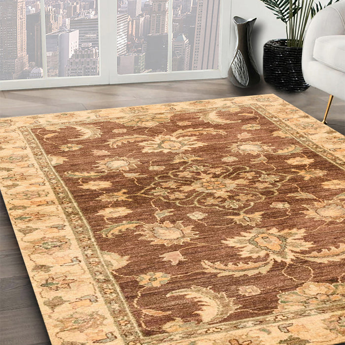 Abstract Orange Oriental Rug in Family Room, abs3995
