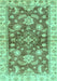 Machine Washable Oriental Turquoise Traditional Area Rugs, wshabs3995turq