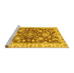Sideview of Machine Washable Oriental Yellow Traditional Rug, wshabs3995yw