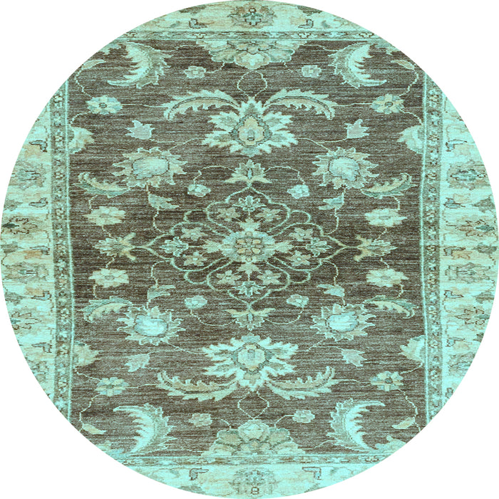 Round Oriental Light Blue Traditional Rug, abs3995lblu