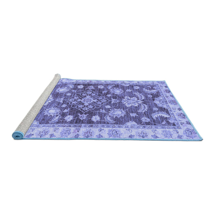 Sideview of Machine Washable Oriental Blue Traditional Rug, wshabs3995blu