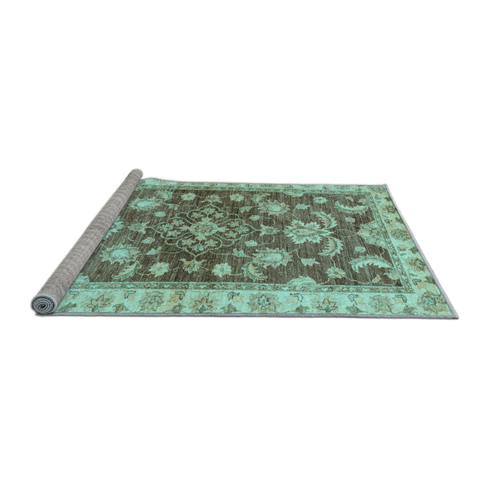 Sideview of Machine Washable Oriental Light Blue Traditional Rug, wshabs3995lblu