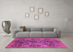 Machine Washable Abstract Purple Modern Area Rugs in a Living Room, wshabs3996pur