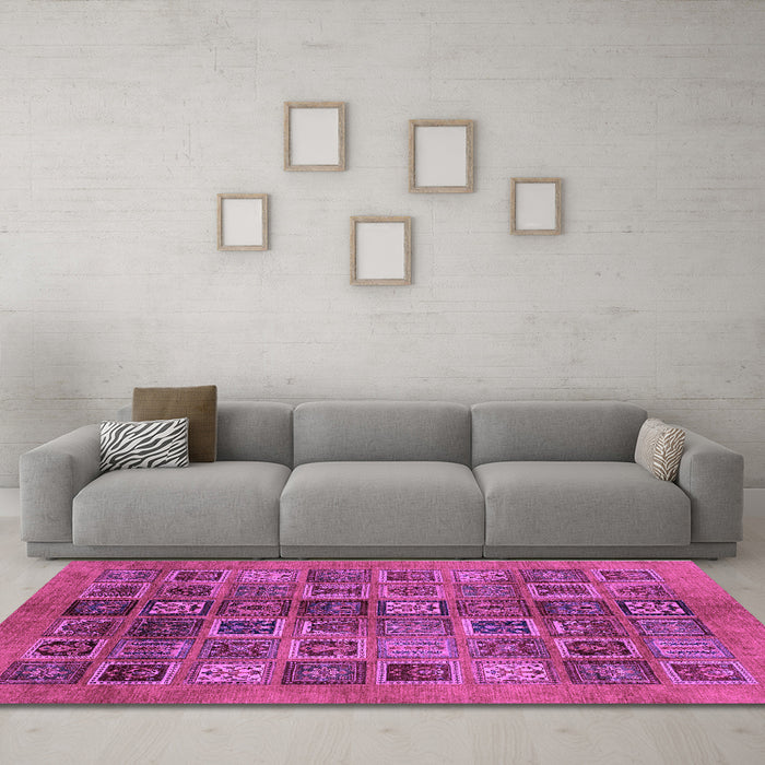 Machine Washable Abstract Purple Modern Area Rugs in a Living Room, wshabs3996pur