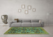 Machine Washable Abstract Turquoise Modern Area Rugs in a Living Room,, wshabs3996turq