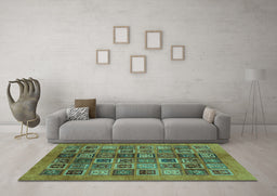 Machine Washable Abstract Turquoise Modern Area Rugs in a Living Room,, wshabs3996turq