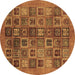 Round Abstract Brown Modern Rug, abs3996brn