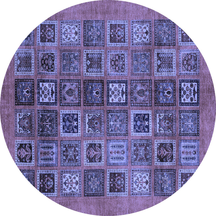 Round Abstract Blue Modern Rug, abs3996blu