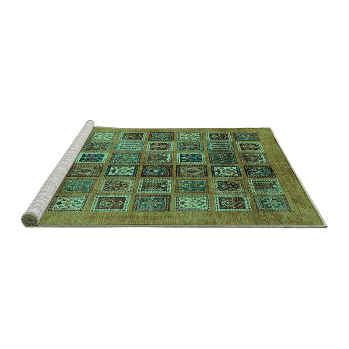 Sideview of Machine Washable Abstract Turquoise Modern Area Rugs, wshabs3996turq