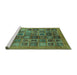 Sideview of Machine Washable Abstract Turquoise Modern Area Rugs, wshabs3996turq