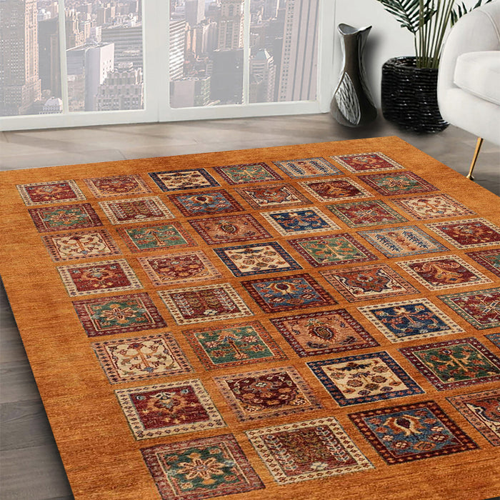 Machine Washable Abstract Orange Rug in a Family Room, wshabs3996