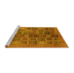 Sideview of Machine Washable Abstract Yellow Modern Rug, wshabs3996yw