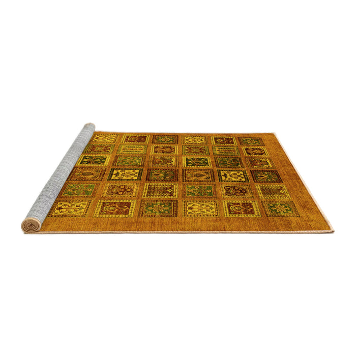 Sideview of Machine Washable Abstract Yellow Modern Rug, wshabs3996yw