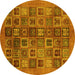 Round Abstract Yellow Modern Rug, abs3996yw