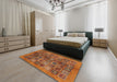 Machine Washable Abstract Orange Rug in a Bedroom, wshabs3996