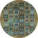 Round Machine Washable Abstract Light Blue Modern Rug, wshabs3996lblu