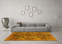 Machine Washable Abstract Yellow Modern Rug, wshabs3996yw