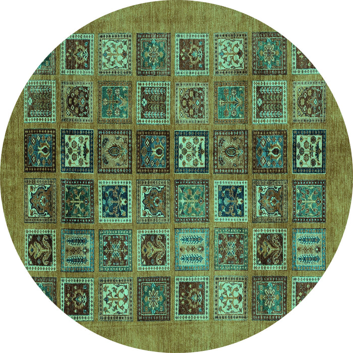 Round Machine Washable Abstract Turquoise Modern Area Rugs, wshabs3996turq