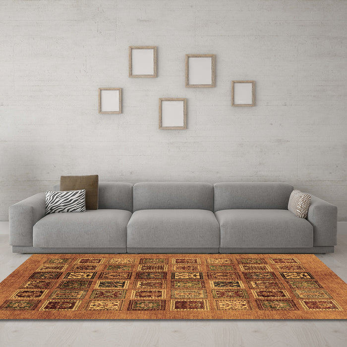 Machine Washable Abstract Brown Modern Rug in a Living Room,, wshabs3996brn