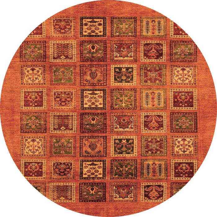 Round Machine Washable Abstract Orange Modern Area Rugs, wshabs3996org