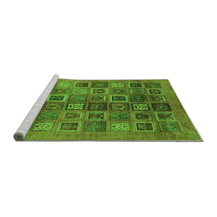 Sideview of Machine Washable Abstract Green Modern Area Rugs, wshabs3996grn