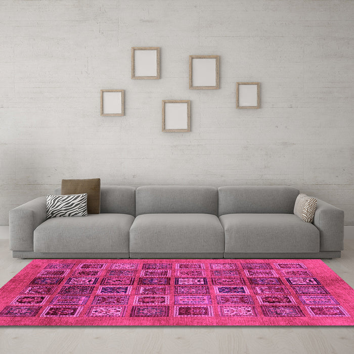 Machine Washable Abstract Pink Modern Rug in a Living Room, wshabs3996pnk