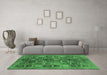 Machine Washable Abstract Emerald Green Modern Area Rugs in a Living Room,, wshabs3996emgrn