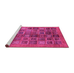 Sideview of Machine Washable Abstract Pink Modern Rug, wshabs3996pnk