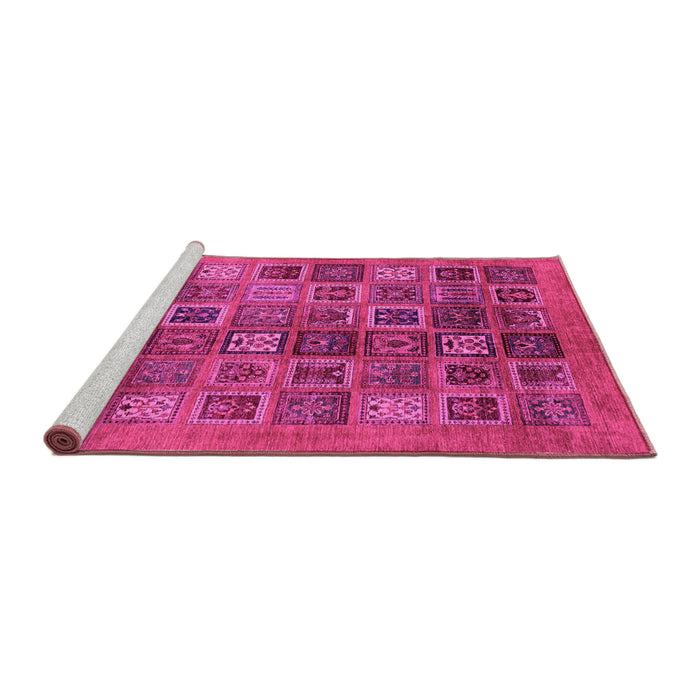 Sideview of Machine Washable Abstract Pink Modern Rug, wshabs3996pnk