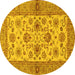 Round Abstract Yellow Modern Rug, abs3997yw