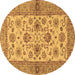 Round Abstract Brown Modern Rug, abs3997brn