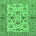 Square Abstract Emerald Green Modern Rug, abs3997emgrn