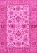 Machine Washable Abstract Pink Modern Rug, wshabs3997pnk