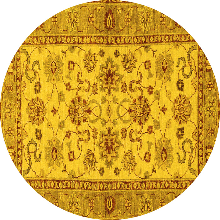 Round Machine Washable Abstract Yellow Modern Rug, wshabs3997yw