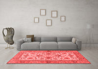 Machine Washable Abstract Red Modern Rug, wshabs3997red